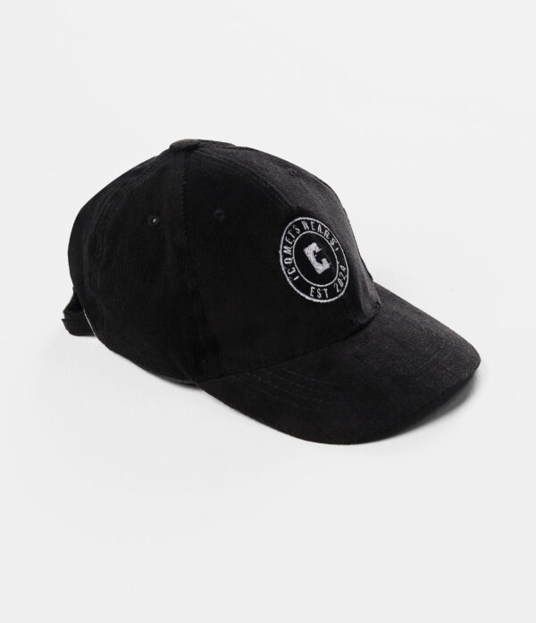 black corduroy cap